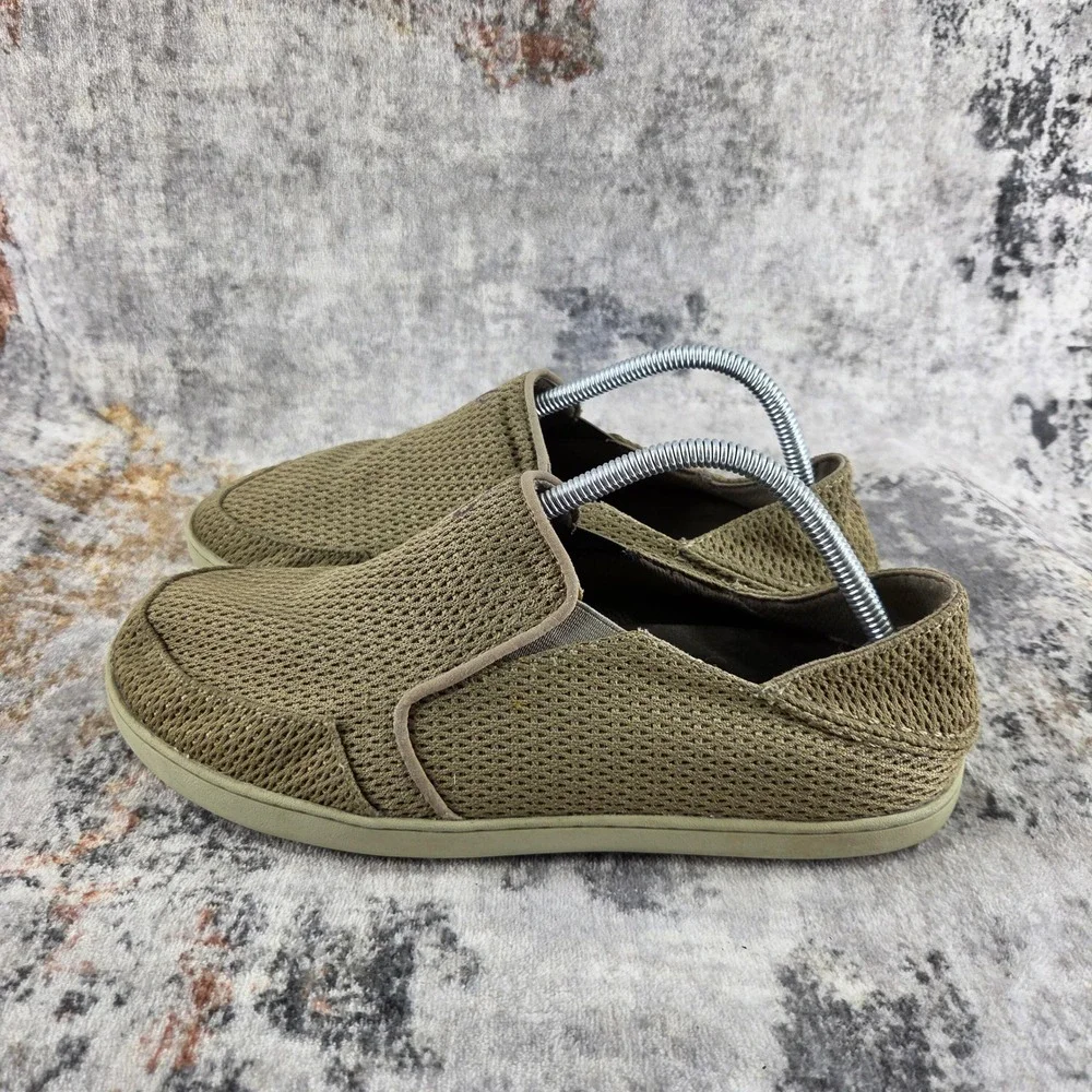OluKai Shoes Nohea Mesh Men 9.5 Brown Slip On Drop Heel Loafer Casual Resortwear